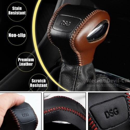 Car Gear Shift Collars For Skoda Kodiaq 2017 2018 2019 2020 Kodiaq GT Hand stitch Knob Cover Handle Sleeve Decoration Sticker
