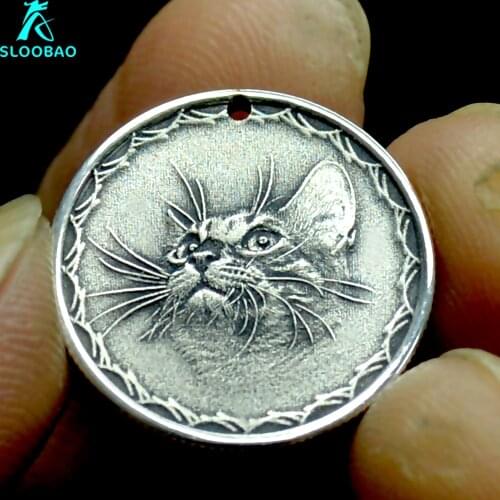 Free shipping vintage silver coin custom commemorative silver coin cat pendant, dog tag, pet souvenir ideas