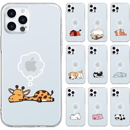 Cute Animal Giraffe Dog Panda Case For iPhone 12 mini 11 Pro Max Cover For iPhone 7 8 6 6S Plus Xs MAX X XR Clear Fundas Coque