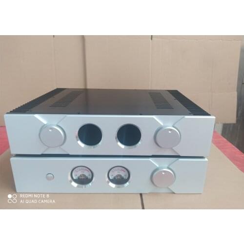 All aluminum VU Meter case/post amplifier/Power Amplifier/Class d/subwoofer amplifier/amplificador audio/diy case(W430*D308*H90)