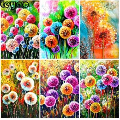 DIY diamond mosaic diamond Painting Kits Colored Dandelion diamond embroidery Coloring By Numbers Hand Painted Gift
