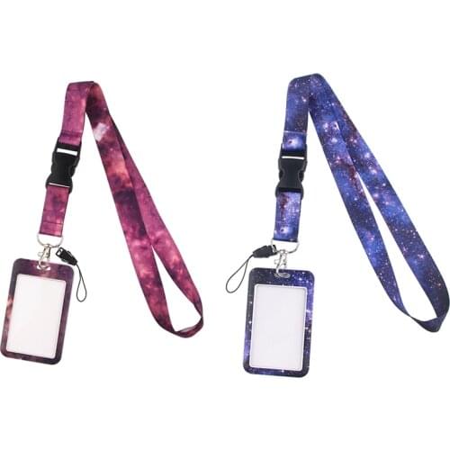 E3009 Cartoon Starry sky Card Holder ID Holder Bus Card Holder Staff Card With Lanyard