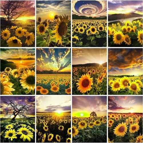 Evershine Diamond Painting Sunflower 5D DIY Diamond Embroidery Sunset Rhinestone Picture Cross Stitch Mosaic Sale Handmade Gift