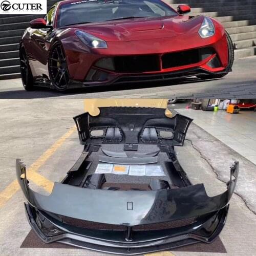 F12 SVR style Car body kit Carbon fiber FRP front bumper rear bumper side skirts rear spoiler for F12 SVR style
