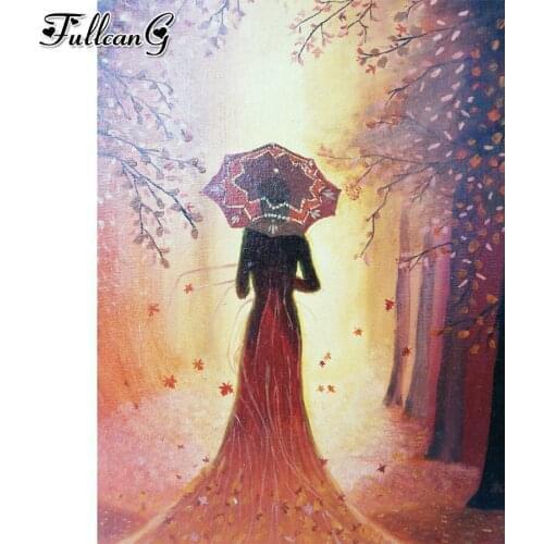 FULLCANG Abstract girl back view 5d diy diamond painting cross stitch full square round drill rhinestone embroidery kits FG0064