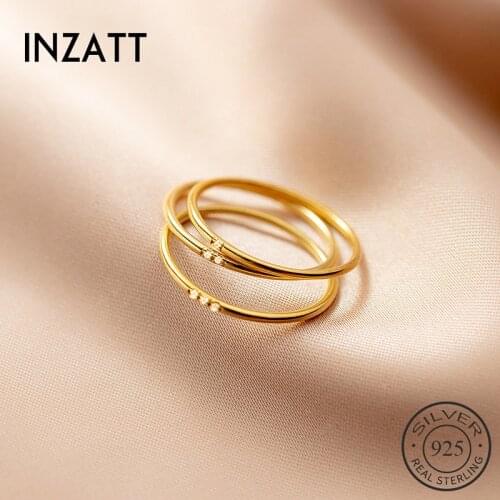INZATT Real 925 Sterling Silver Zircon Round Ring For Charming Women Party Geometric Minimalist Fine Jewelry OL Accessories