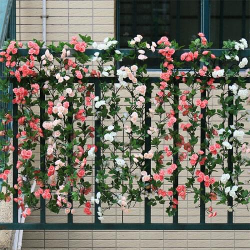 Rose Flower Fake Hanging Decorative Vine Plants Leaves Garland Flower Home Kitchen Garden Office Wedding Wall Decor