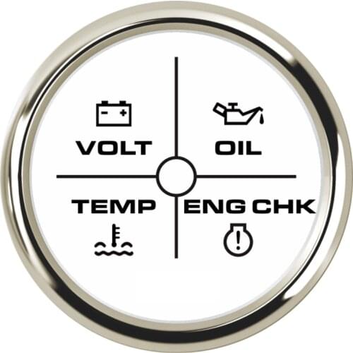 52mm 4 LED Alarm Gauge Meter Volt Oil Pressure Water Temperature Engine Alarm 9-32 V For Car Auto Boat Yacht 7 color Backlight