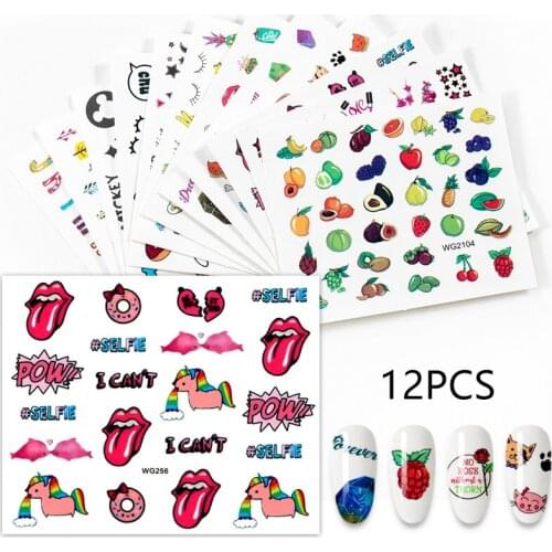 Summer Style Nail Sticker Fashion Cute Print Pattern Designs Water Transfer Decal Nail Art Decorations