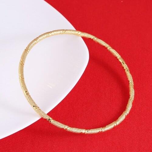 Men Women Gold Color Copper Bracelet Round Lover Cuff Bracelet Bangle Wedding Jewelry