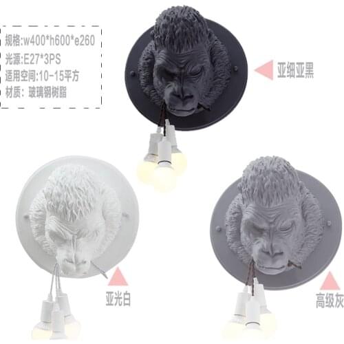 Gorilla Wall Lamp Retro Modern Led Wall Sconce Home Loft Bedroom Bedside Home Decor Wall Light Fixtures Luminaire