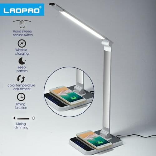 LED Desk Lamp 72 bulb 3 Color Hand Sweep Wireless Charging for phone 360 Degree Rotation Touch Eye-protect with timer Table lamp