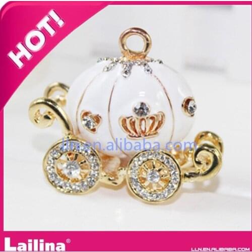 New style 3D rhinestone pumpkin carriage pendant pumpkin car charm for necklace or handbag free shipping
