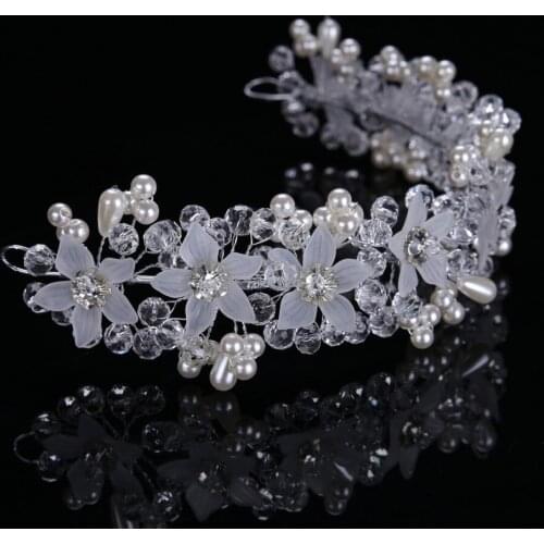 Wholesale Pearls Headpiece Brides Wedding Hair Accessories Flowers Headband Free Shipping SQ0168