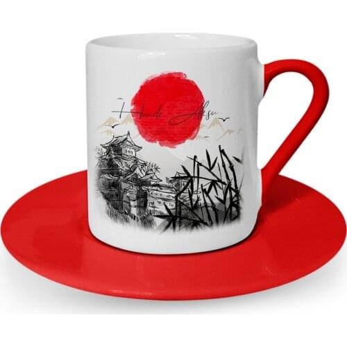 Personalized Japanese Landscape Red Turkish coffee Cup-1