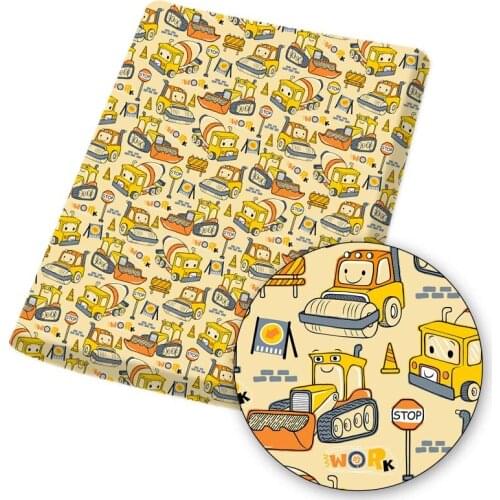 Polyester Cotton Fabric Big Tree/Fruit Car Printed Cloth Sheets For DIY Mask/Dress Handmade Materials Home Textile 145*45cm 1pc