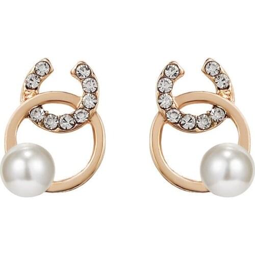 POTCET South Korea 2021 Fashion Trend Womens Pearl Letter C Earrings Geometric Trend Retro Earrings 2021 Jewelry Free Shipping