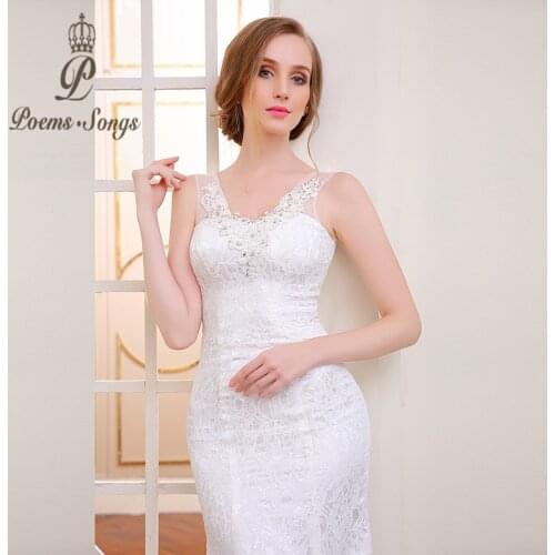 Real photo high quality lace flowers V-neck mermaid wedding dresses 2020 sexy backless vestido de noiva robe de mariage