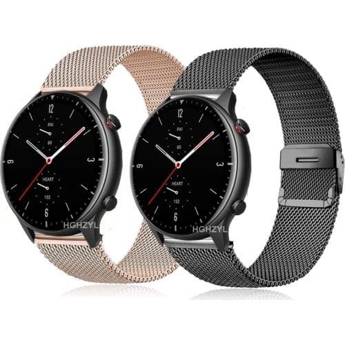 For gtr2 Milanese Watchband Strap for Huami Amazfit Gtr 2 2e /GTR 47mm/Stratos 3 2 Bracelet Band Replacement Wristband Correa