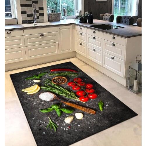 Grey color kitchen dining vegetable fruit patterned kitchen rug modern carpet rug personalized gift free shipping kitchen grey r