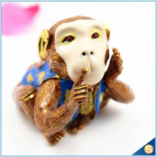 Special offer Monkey Styled Trinket Box Handmade Decorated Bejeweled Monkey Statue Trinket Jewelry Box