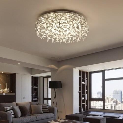 Nordic Chrome Crystal Led Ceiling Light Creative Stainless Steel Flower Kitchen Living room Bedroom Lighting