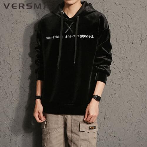VERSMA Spring Hip Hop Streetwear Plain Vevelt Hoodies Sweatshirts Men Women Long Sleeve Oversized Black Hoodie Male Dropshipping