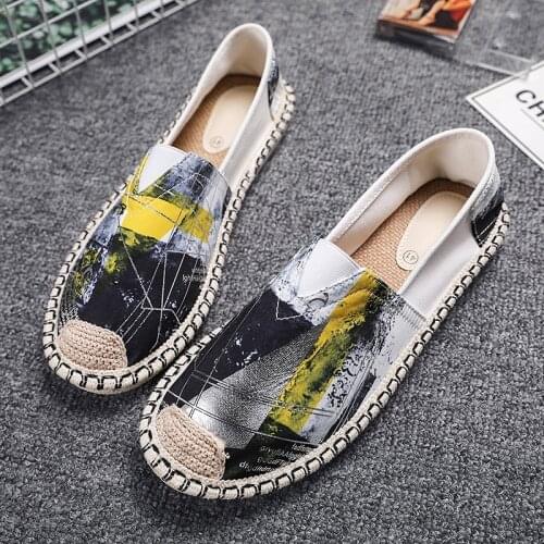 British Style Blue Striped Shoes Men Casual Breathable Footwear Men Loafers Flat Espadrilles Mens Slip-On Shoes chaussure homme