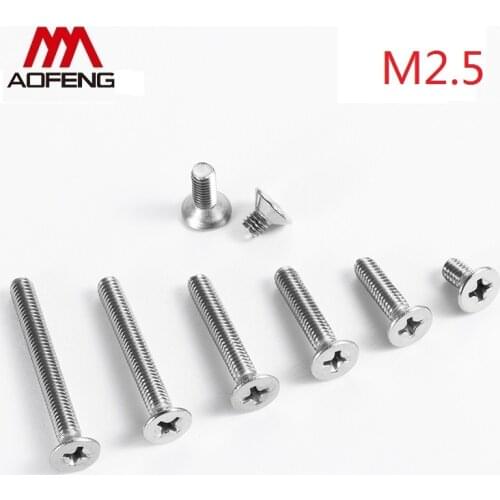 2.5mm Cross Recessed Countersunk Head Screw M2.5X4 5 8 10 12 16 20 25 30mm Set Screws