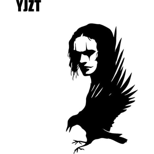 YJZT 8.8CM*16CM Individualized Crow And People Vinyl Waterproof Car Sticker Decal Black/Silver C11-1269