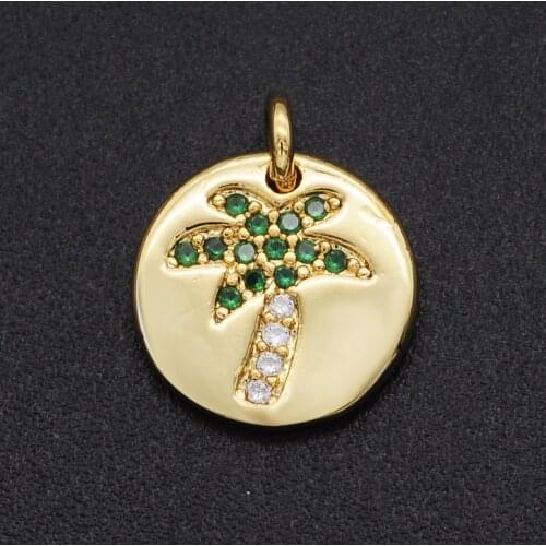 11mm CZ Zircon DIY Jewelry Coconut Tree Palm Charm Pendant Wholesale Bracelet Making Charm Jewellwery Finding Supplies