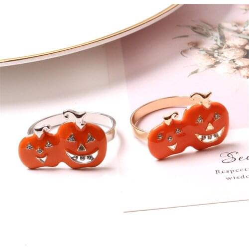 12 / PCS painted oil orange double pumpkin napkin buckle cloth ring Halloween napkin ring Thanksgiving napkin ring