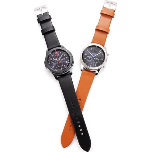 22mm Genuine Leather Replacement Watch Band Strap for Samsung Gear S3 Classic / Gear S3 Frontier