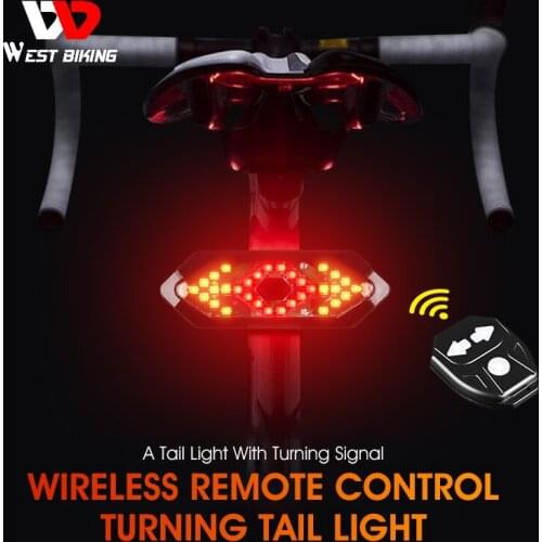 WEST BIKING Smart Remote Control Rear Light With Turning Horn Wireless Remote USB Recharge Safely Tail Light Bike Accessories