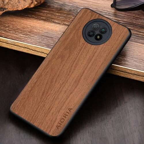 WoodLike case for Xiaomi Redmi Note 9T soft TPU Hard PC PU leather 3in1 material coque fundas covers for Redmi Note 9T