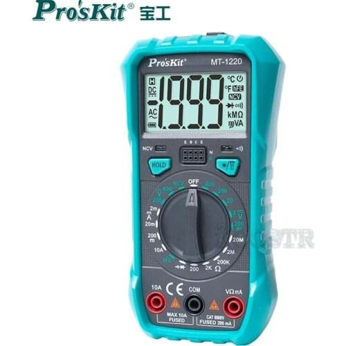 ProsKit MT-1220 Digital Multimeter 3 1/2 Electrician ACV DCA DCV Resistance Diode hFE Test NCV Detection Universal Meter