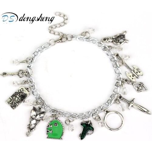 Dongsheng New Vintage Charm Bracelets Elves Princess Evenstar Pendant Green Door Locket Leaf Sword Star Bracelet -25