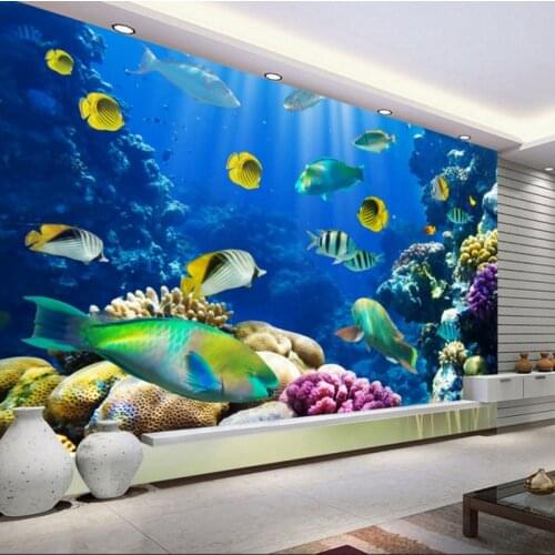 Custom mural Underwater world HD murals Kids Room Wallpapers Aquarium Custom Decorative Mural 3d stereo wallpaper