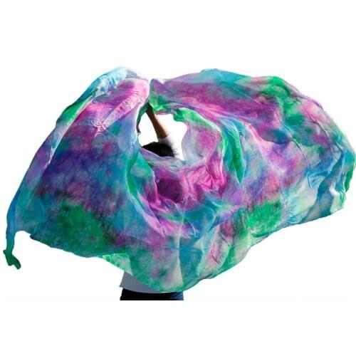 Customized 100% Real Silk Bellydance Veil Popular Hand Dyed Natural Silk Belly Dance Accessories Gradient Color Silk Veil 5Sizes