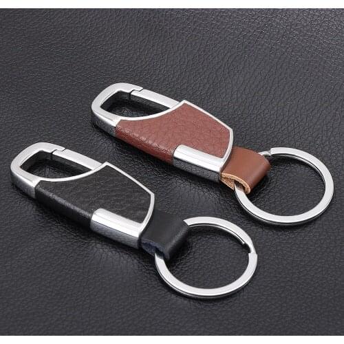 Leather Men Car Key Chain Ring Holder For renault scenic 2 vw passat b7 fiat 500x mitsubishi outlander 3 Vesta lada accessories