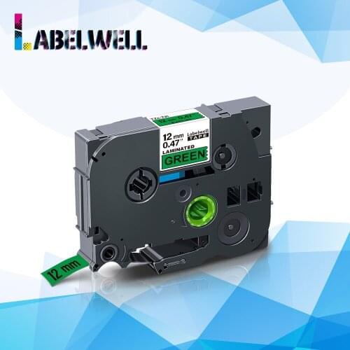 Labelwell 12mm tze-731 Laminated label tape Black on Green compatible for Brother p-touch printer ribbon cassette tze731 tze 731