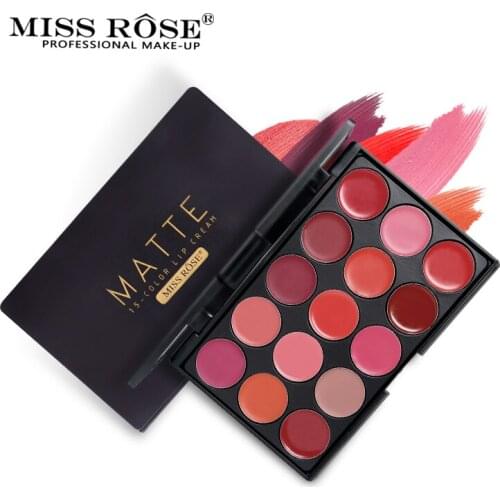 Miss Rose 15 Colors Matte Lipstick Palette Waterproof Nutritious Lips Makeup Long Lasting Brand Lipstick