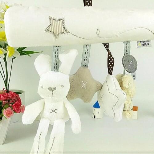 Cute Baby Music Play Bed Hanging Bell Babys Mobile Crib Infant Stroller Baby Crib Rattle Toy Soft Rabbit Bear Bell Toy