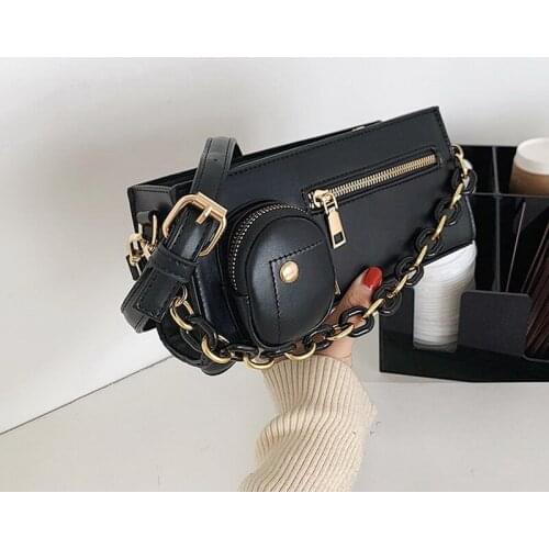 Diinovivo Trendy Small Square Bag For Women Handbags Chains Handdle Design Crossbody Bags Flap PU Ladies Shoulder Bag WHDV1791