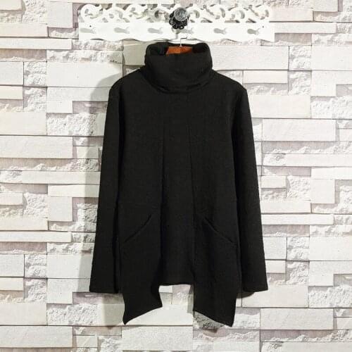 Spring Mens Double Pocket Pile Collar Print Black Slim High Collar Men Harajuku Mens Hoodies Men Clothes 2020