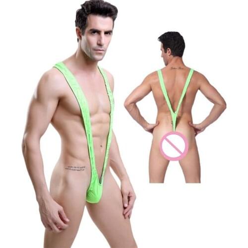 Mens Lingerie Shoulder Straps Mankini V Sling Stretch Singlet Bodysuit Mens panties sex underwear for