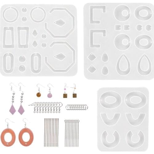 Silicone Earring Mold Set Polymer Clay Epoxy Casting Moulds Jewelry Making Tools