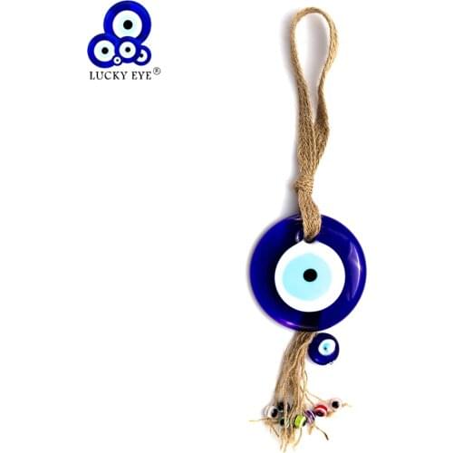 Lucky Eye Glass Evil Eye Keychain Braid Wall Hanging Colorful Beads Key Chain Jewelry Findings Making Handmade EY5352