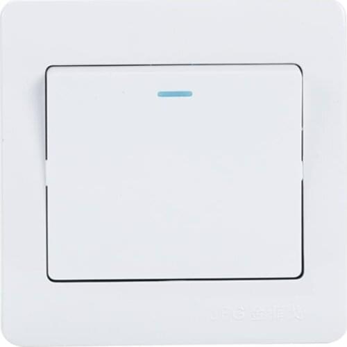 Type 86 wall switch, household 220V 10A white single open one control light switch panel dark mounted pure color skating