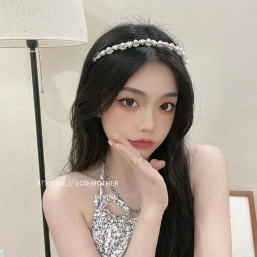 New net red pearl diamond face wash head hoop female South Korea pressure hair slip simple broken hair card headdress